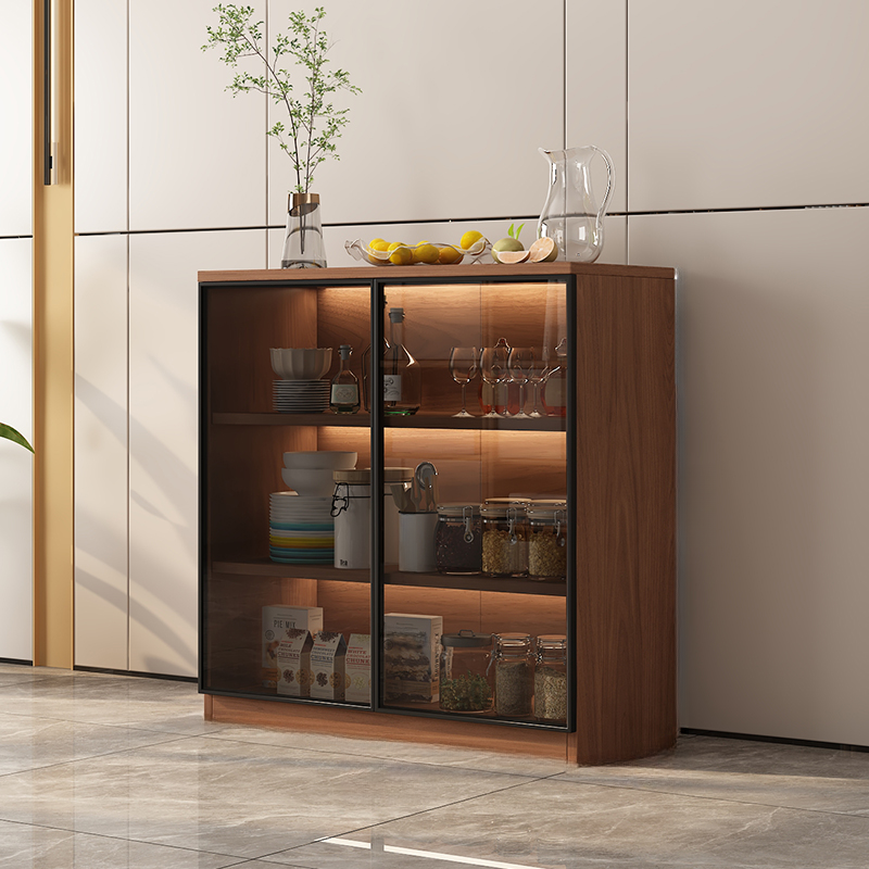 Trendy Sideboard with Cupboard, Narrow/Standard Size, Three Internal Shelves, Composite Wood Countertop, and Glass-panel Door - image 2