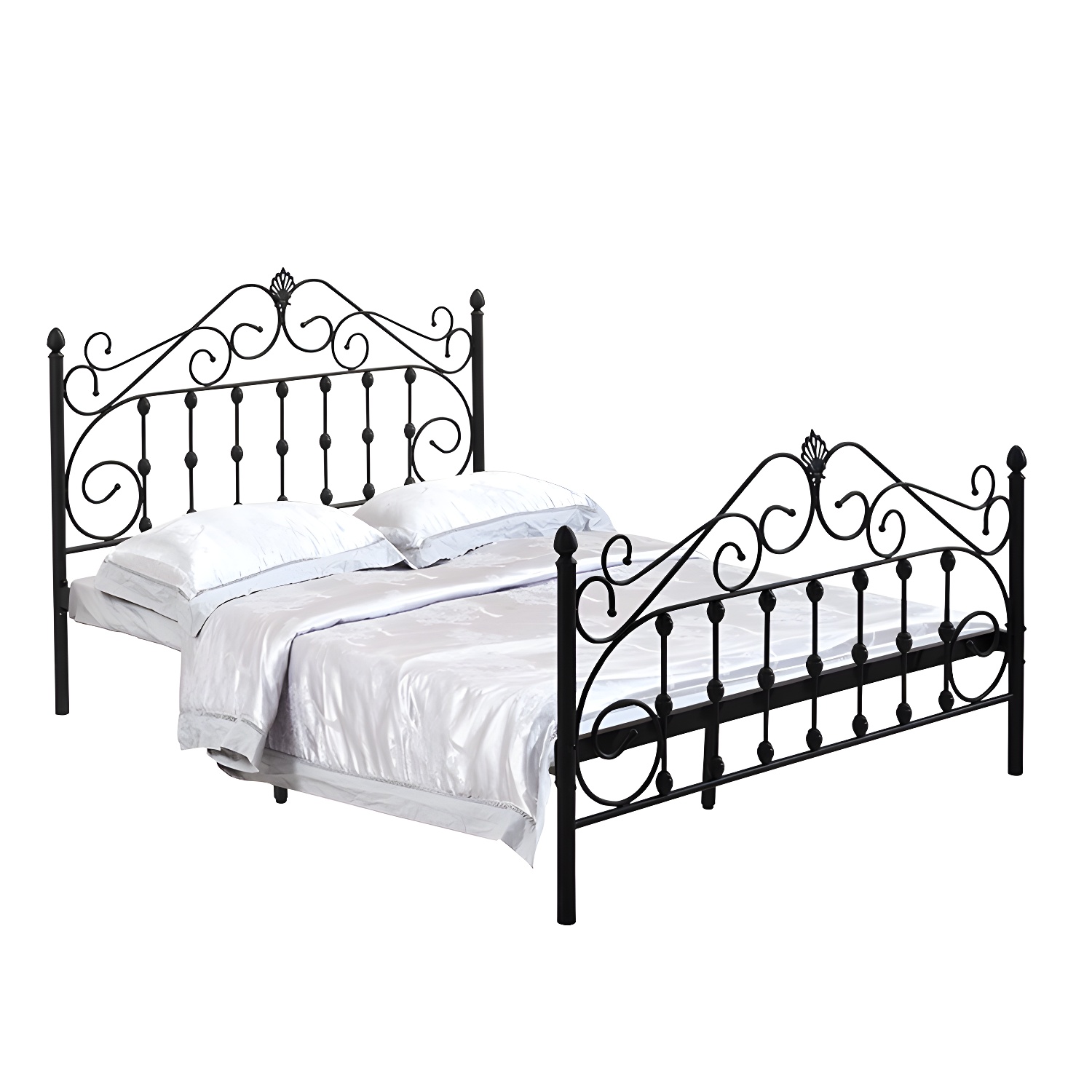 Glam Style Metal Iron Material with Headboard Gold/black/white Bed - image 7