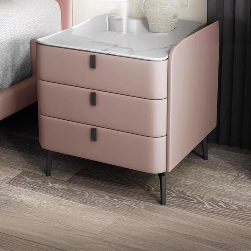 Modern Wooden 3-Drawer Nightstand Stone Countertop with Legs Partial Assembly Required - image 11