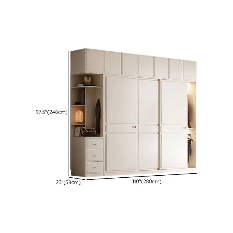 White Minimalist Laminate Wardrobe Closet with 5 Drawers/2 Drawers, Interior Shelves, and Clothing Rod - image 21