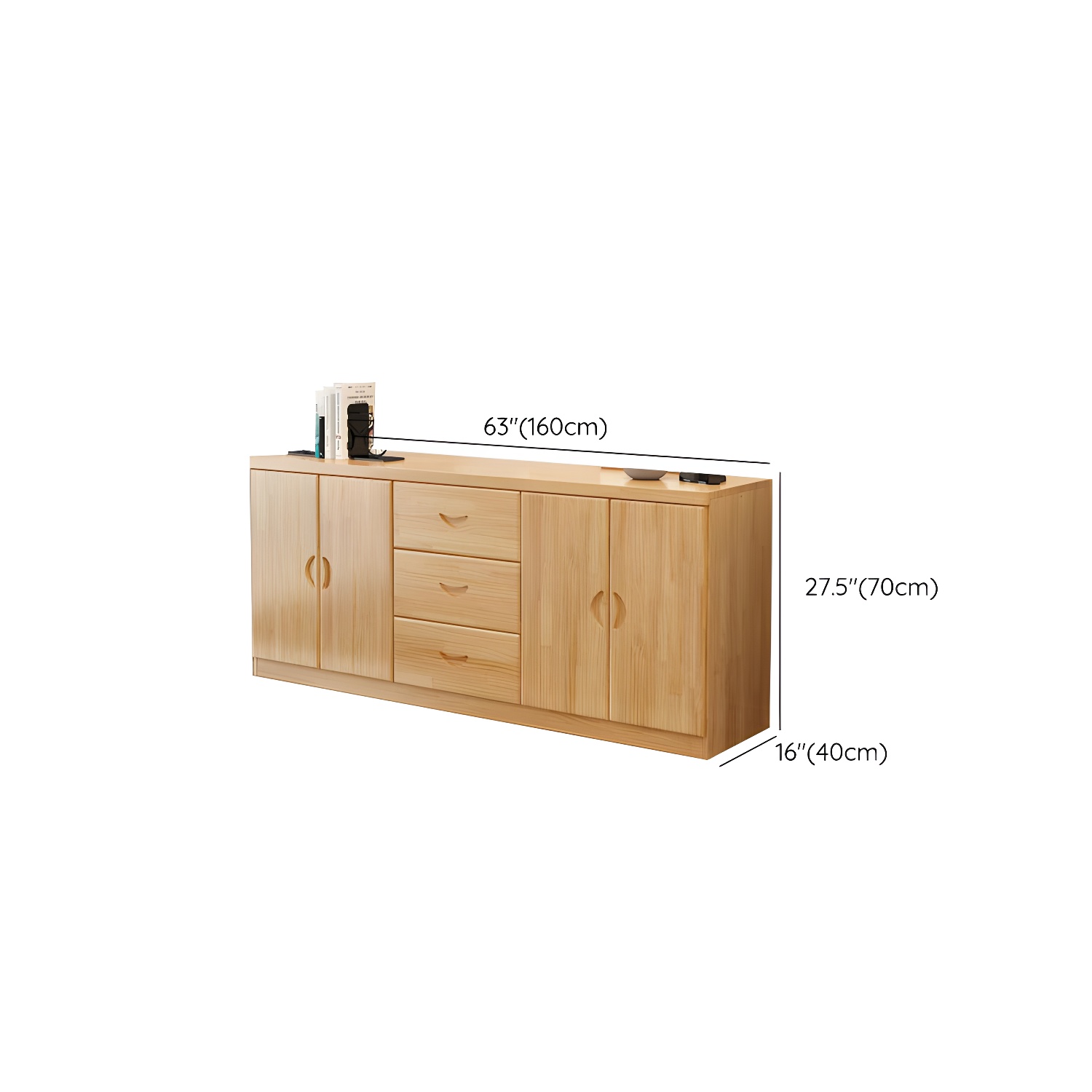 16" Wide Pine Wood Sideboard Table with Doors and Drawers for Living Room - image 19