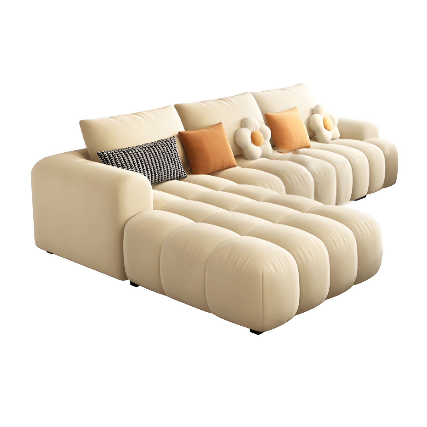Modern Suede Sectional Sofa with Black Pine Wood Frame and Scratch Resistant Design - image 8