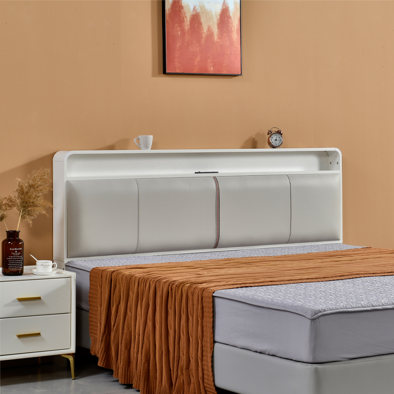 Minimalist Free-standing Standard Full(54"W x 75"L)/Twin(38"W x 75"L) Panel No Distressing with Shelves Included and Illuminating in Lumber - image 10
