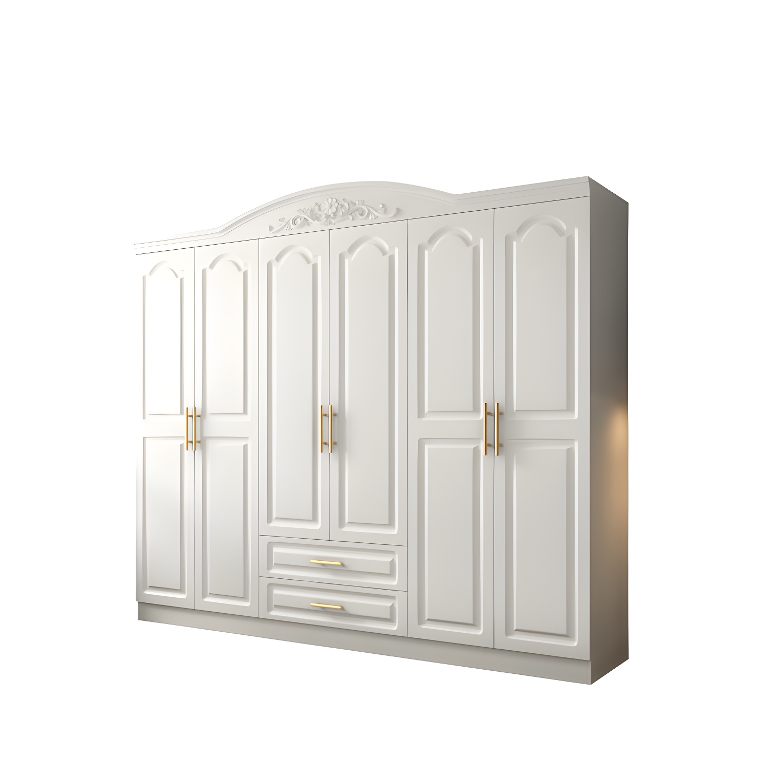 French Country Wardrobe White Colour Wooden Wardrobe Closet With 2 Drawers - image 5