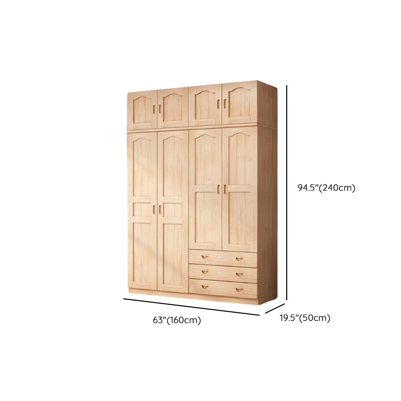 Modish Natural Color Reclaimed Wood Wardrobe Armoire with Soft Close Drawer, Soft Close Door - image 19