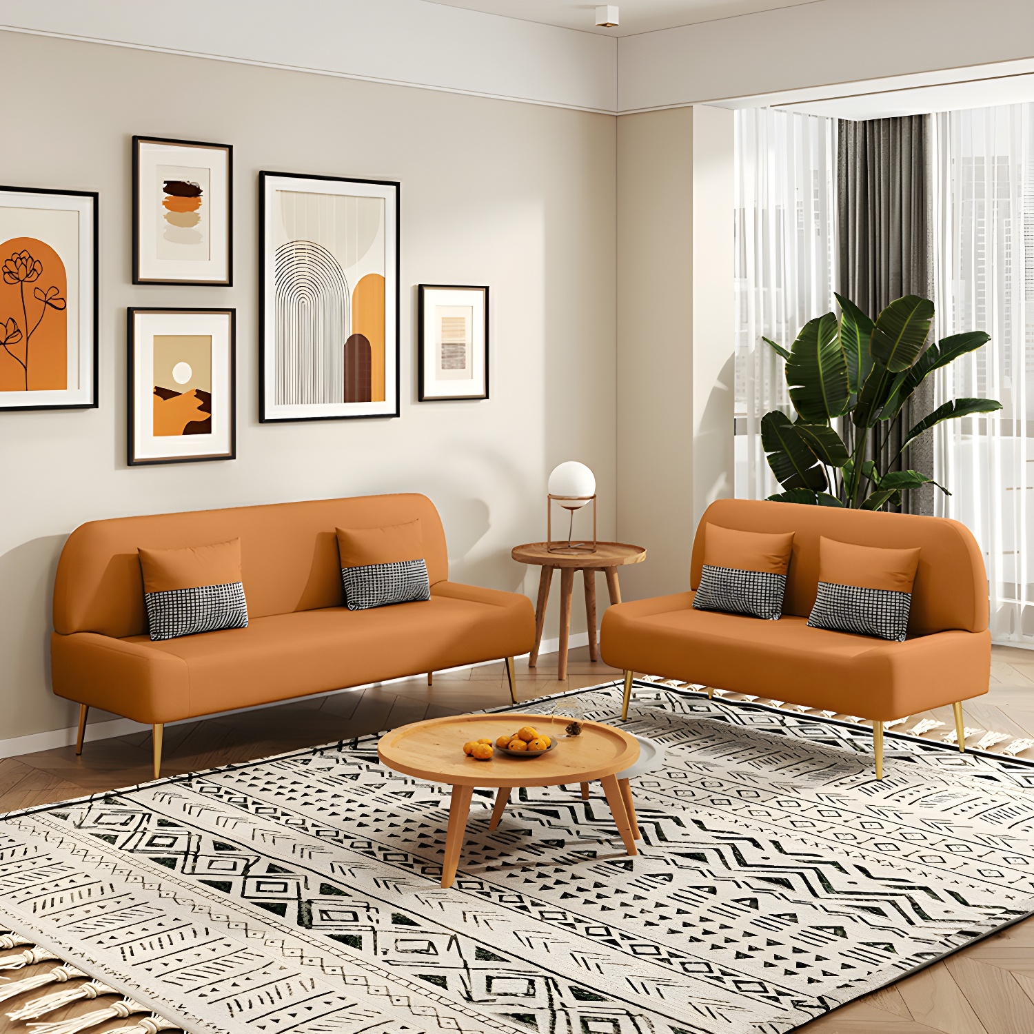 Scandinavian Faux Leather Small Size Sofa with Armless Design in Solid Color - image 11