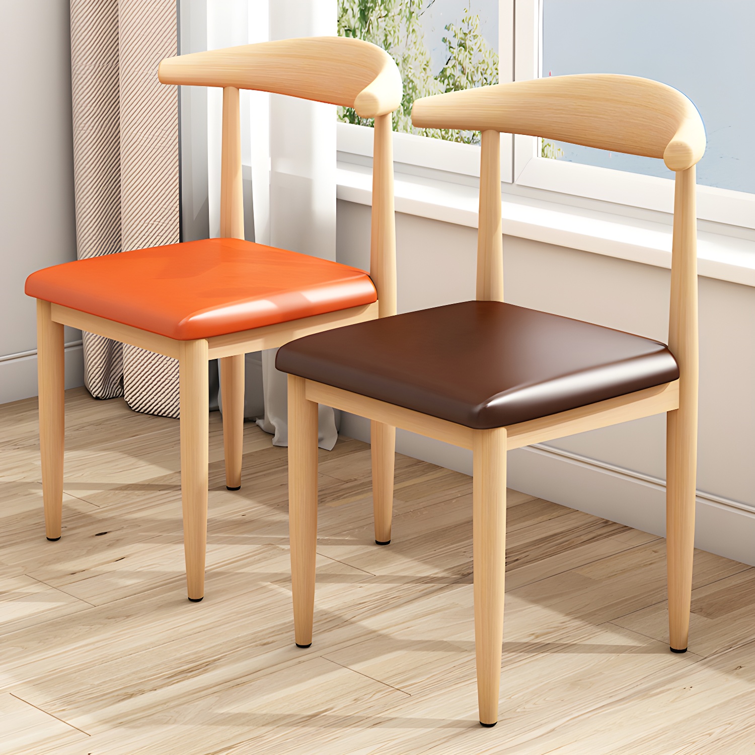 Modern Kitchen Dining Chairs Open Back Dining Chair with Metal Base - image 26