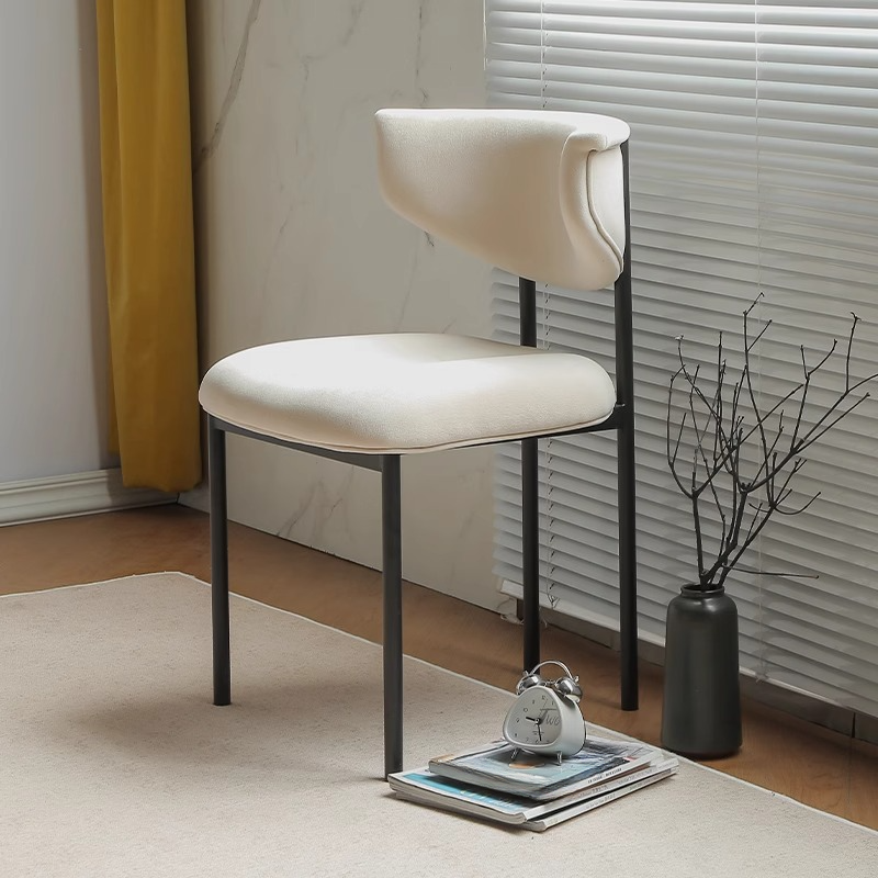 Scandinavian Side Chair with Uncovered Back, Upholstered, Ink/Gilded Metal Legs