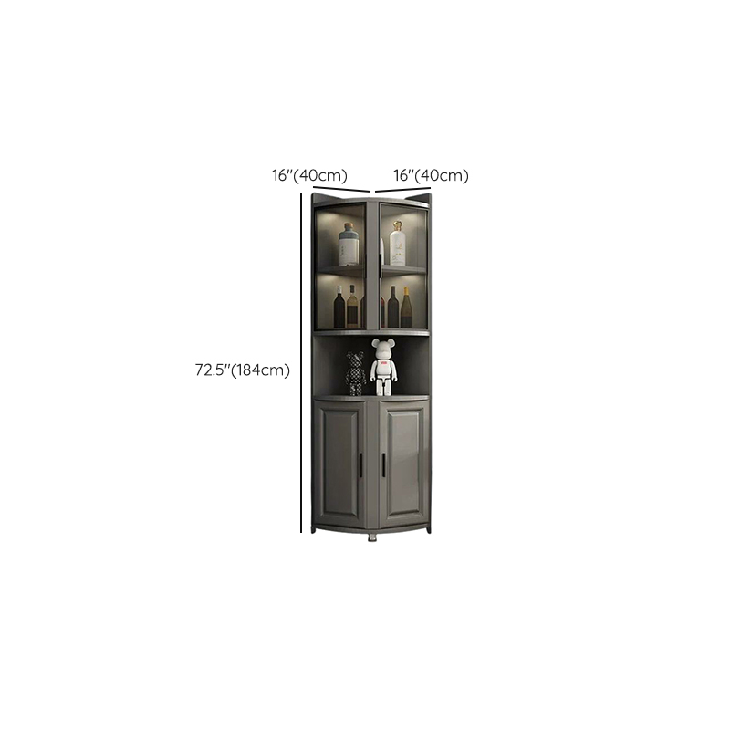 Modern Grey Corner Accent Cabinet with Gold Metal Base and Glass Doors - image 9