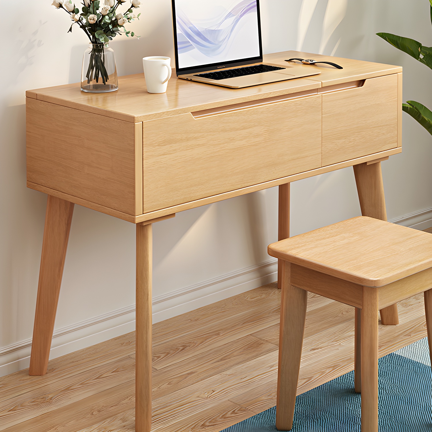 Solid Wood Vanity Dressing Table Scandinavian Flip-Top Vanity Desk - image 6