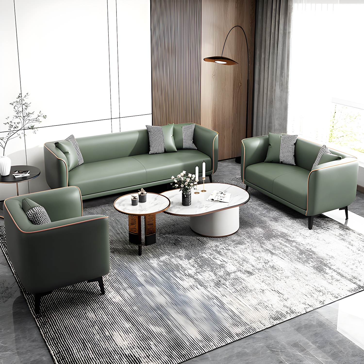 Modern Square Arm Standard Sofa Metal Legs Settee for Living Room - image 14