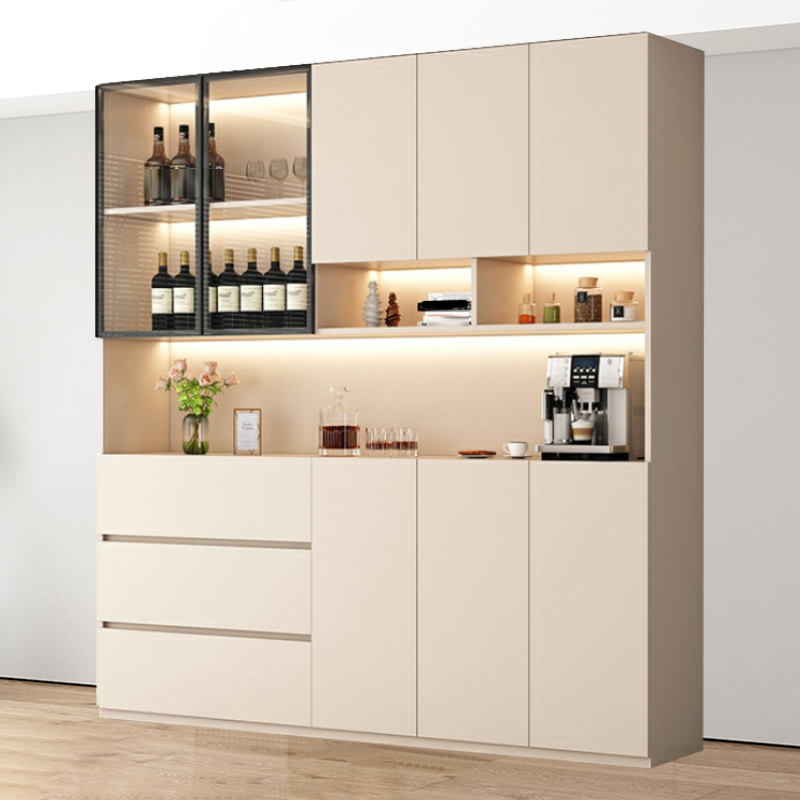 Off-White Contemporary Wood Buffet Sideboard with Cabinets and Shelves - image 15