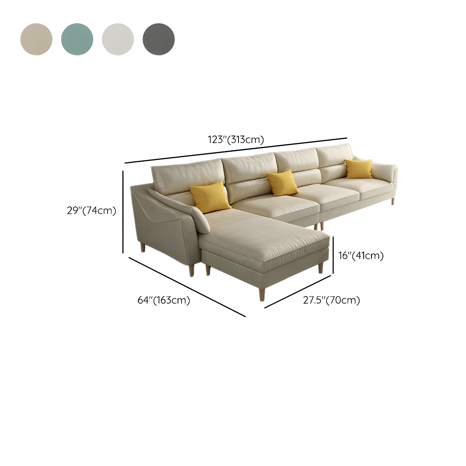 Scandinavian Wood Frame Straight Modular Sofa with Slipcover and Ottoman in 3 Piece Set - image 20