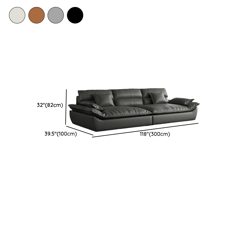 Contemporary Scratch-tolerant Solid Color Standard Sofa in Dark Gray/White/Light Blue, Seats 5 with 2 Pillows - image 17