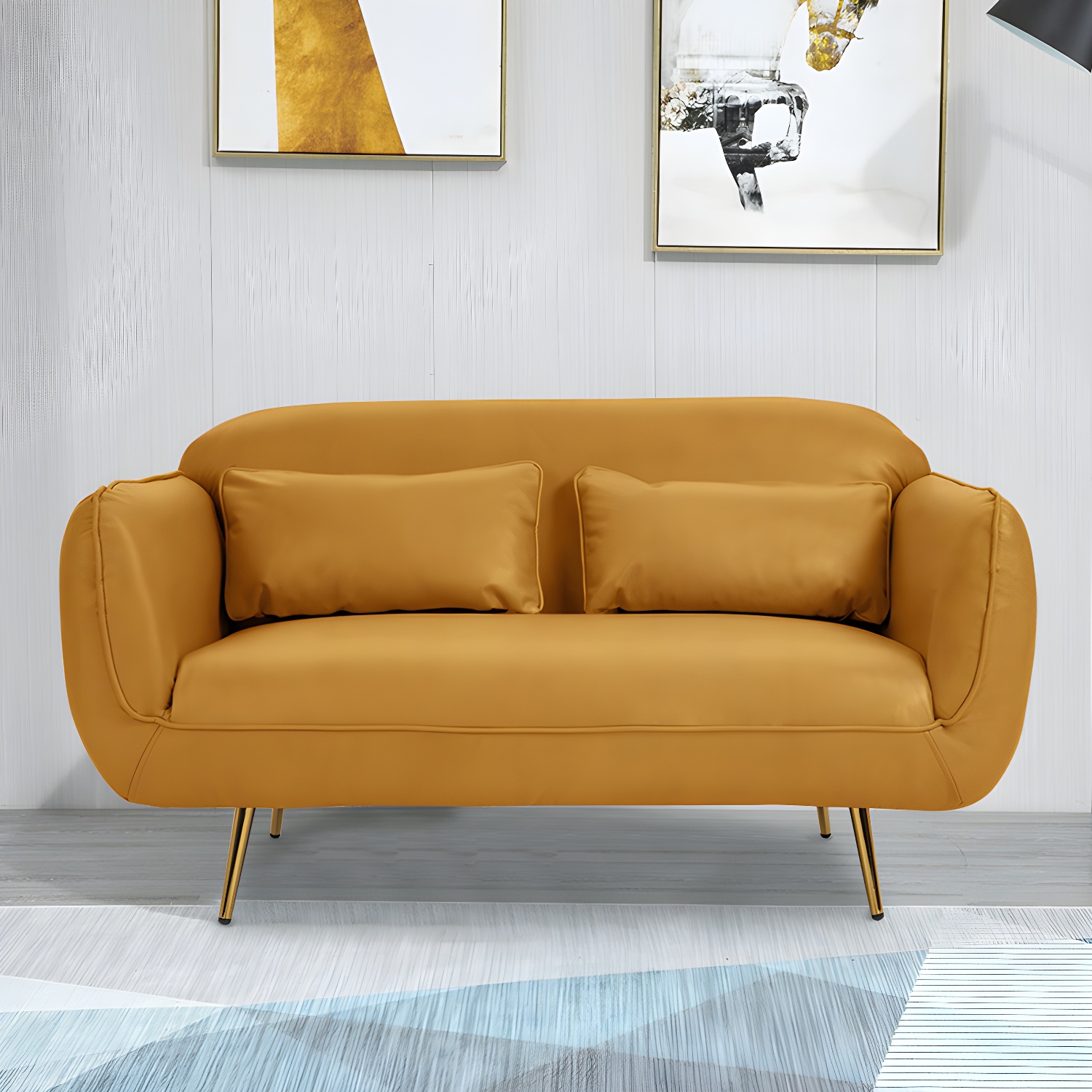 Glam Tight Back Loveseat with Flared Arm and Extra Pillows for Home and Apartment - image 6