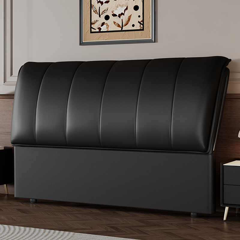 Trendy Panel Headboard in Natural Wood with No Distressing, Rectangle Shape for Queen/Full Bed, Featuring Sponge Upholstery and Standard Height