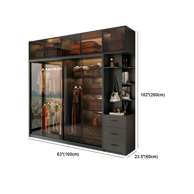 Trendy Charcoal Interior Shelves with Soft Close Drawer and Soft Close Door Timber Cabinet Armoire - image 11