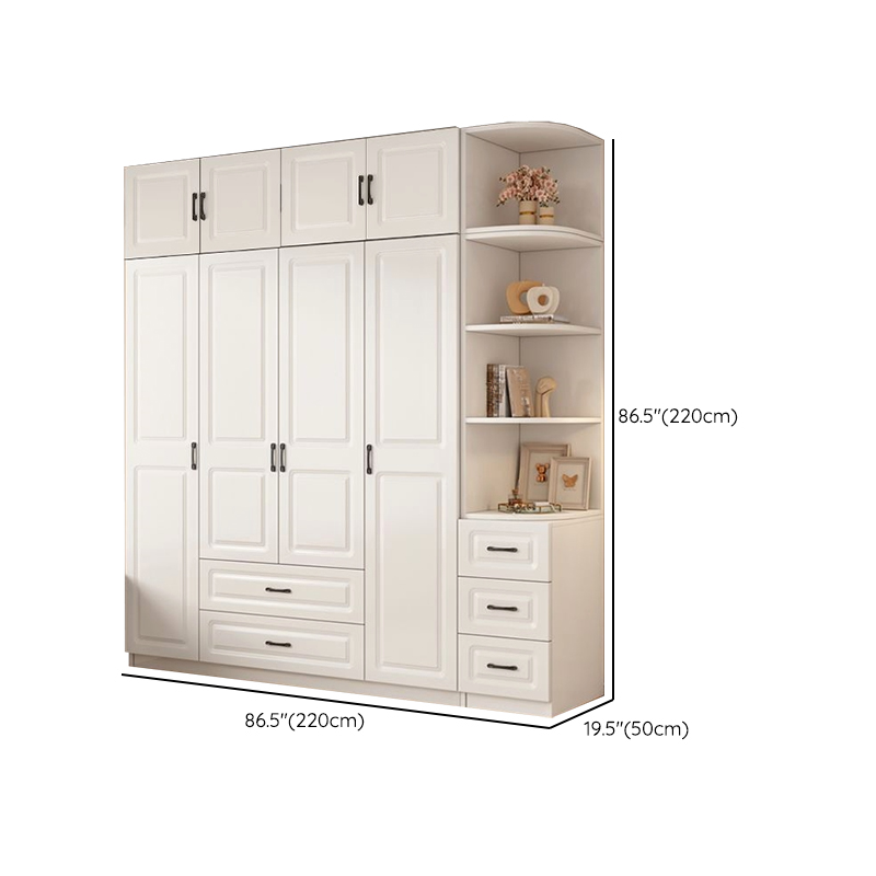 Casual Chalk Timber Wardrobe with Soft Close Drawer and Door, Interior Shelves, Hanging Rod - image 39
