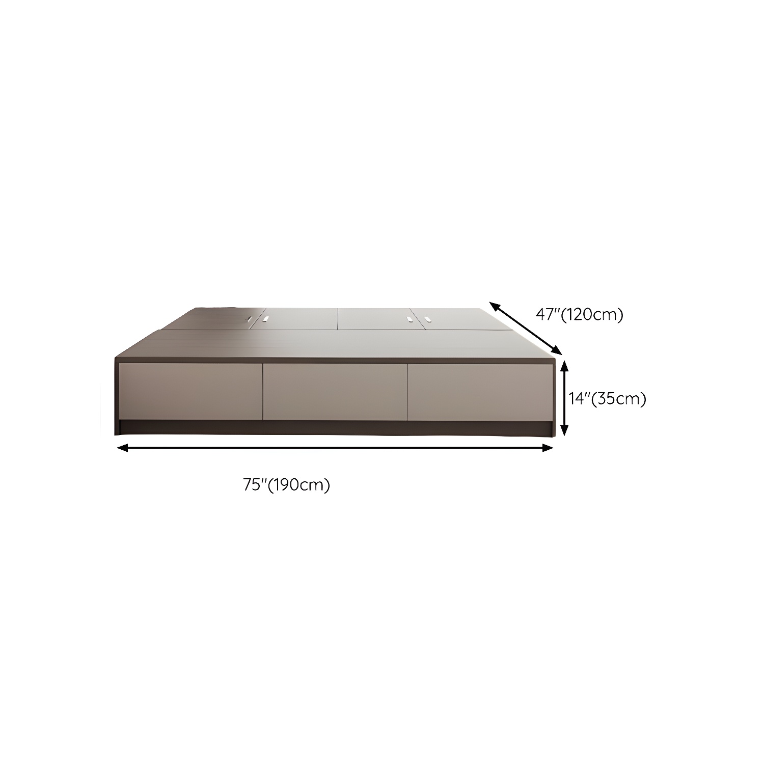 Brown Wood Lift Up Storage Bed with 3 Drawers and Solid Color Design - image 17