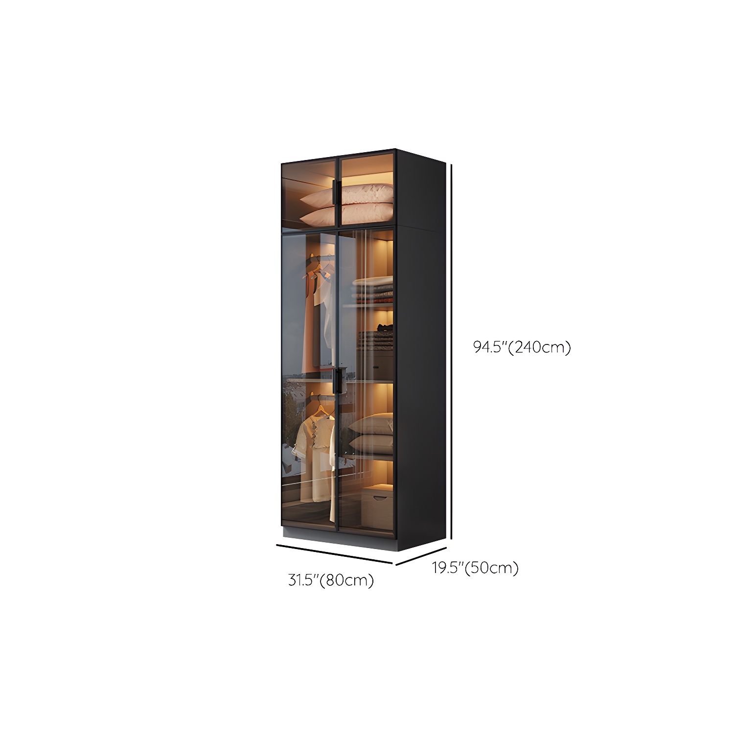 Freestanding Tempered Glass Wardrobe Modern Wardrobe with Garment Rod - image 16