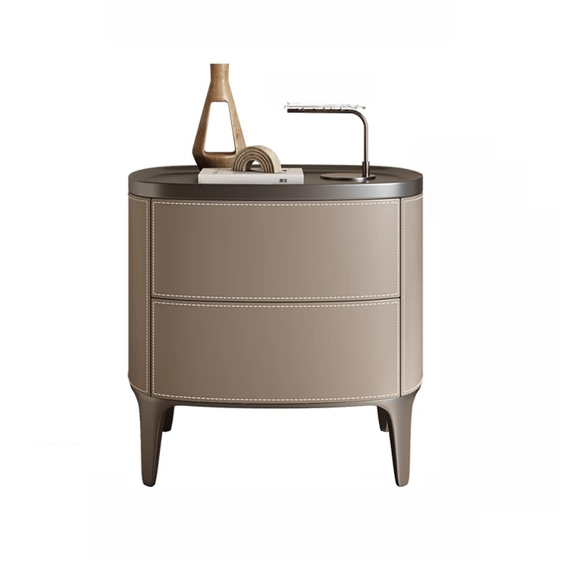 Contemporary 2 Tiers Drawer Storage Bedside Table with Real Wood Countertop - image 13