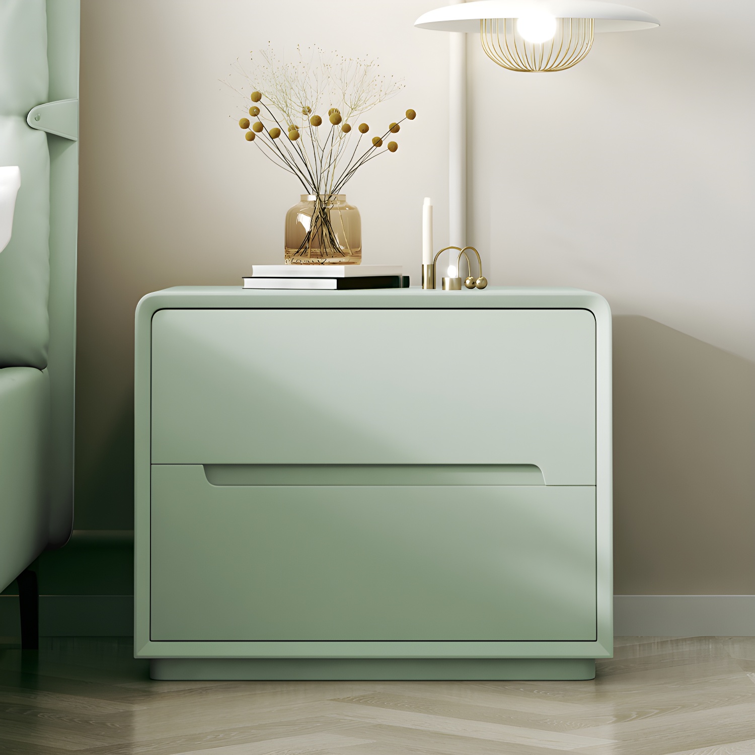 Modern Wood Drawer Nightstand for Small Spaces with 2 Drawers in Narrow Design - image 8