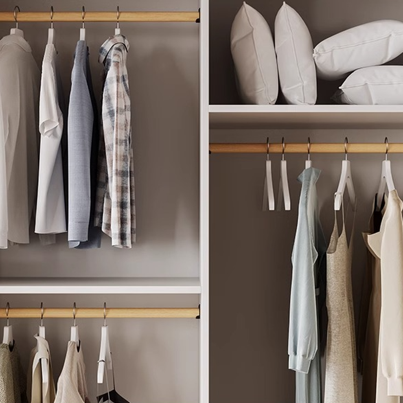 White Minimalist Manufactured Wood Independent Wardrobe Closet with Soft Close Door, Interior Shelves, and Slipping Mechanism - image 4