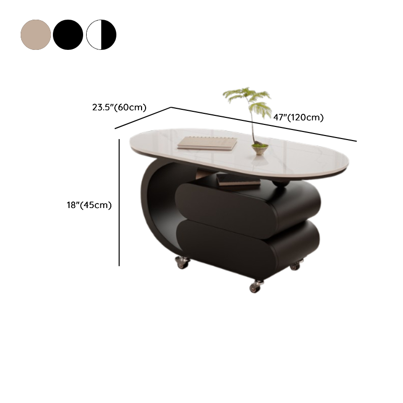 Simplistic Oblong Side Table with Wheel Base, Swivel Wheels, and Drawers - image 11
