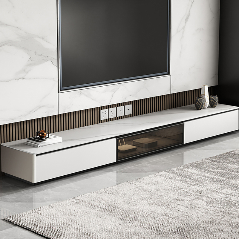 Art Deco Sintered Stone TV Stand for Sitting Room with Multiple Drawers, Storage Cabinet, Cable Management, and Door - image 4