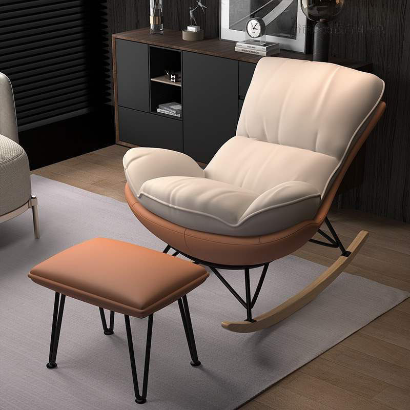 Modish Alloy Rocking Accent Chair, Upholstered