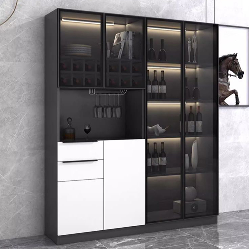 Luxurious Dark Wood Sideboard with Glass Doors and Elegant Stemware Rack - image 4