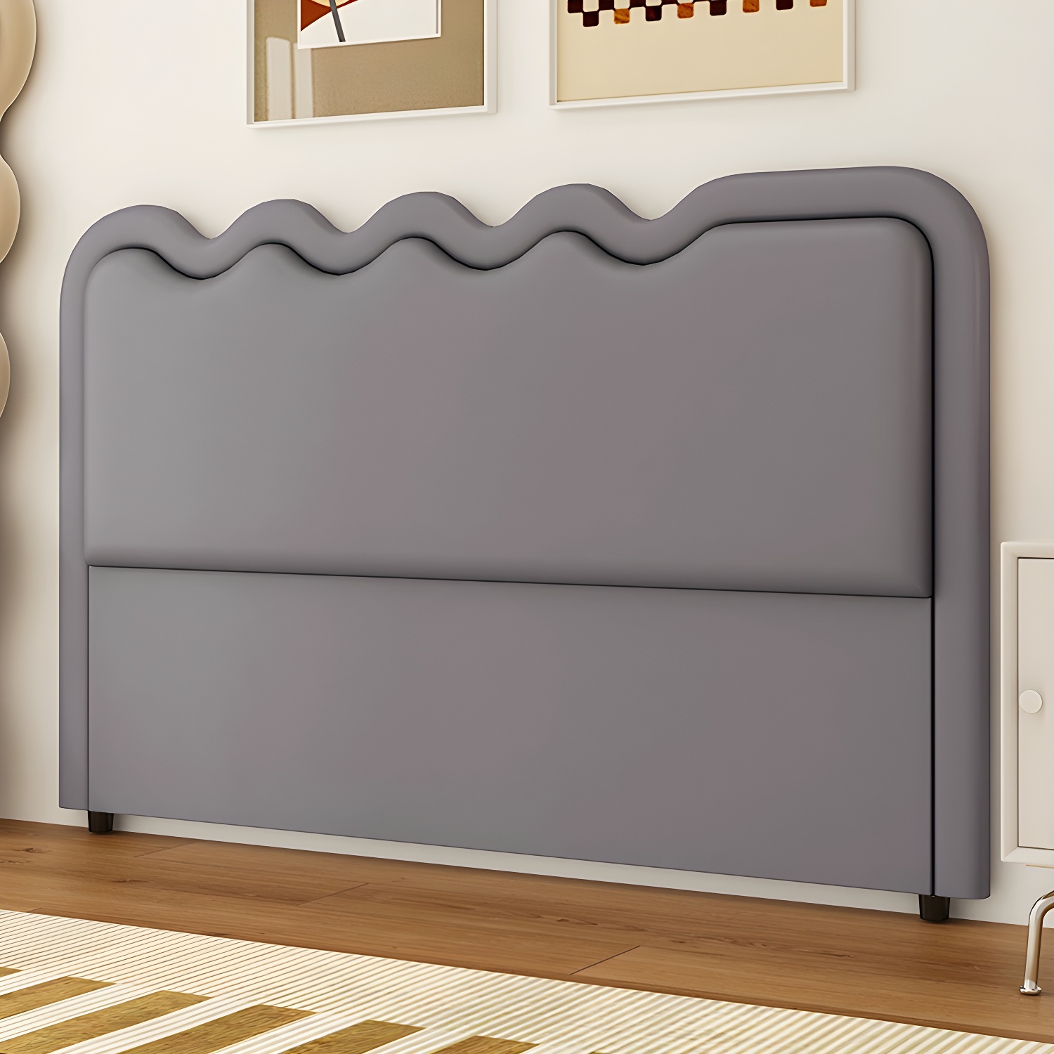 Modern Upholstered Panel Headboard with Leather Upholstery and Rectangular Shape - image 4