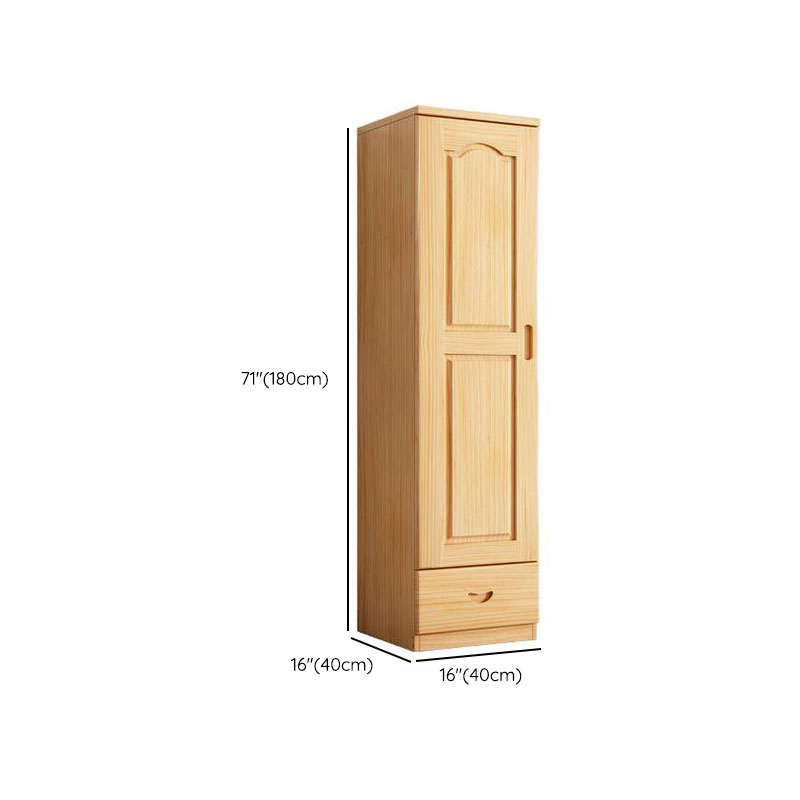 Natural Finish Modish Pine Wood Wardrobe Closet with Soft Close Drawer, Soft Close Door, Interior Shelves, and Clothing Rod - image 8