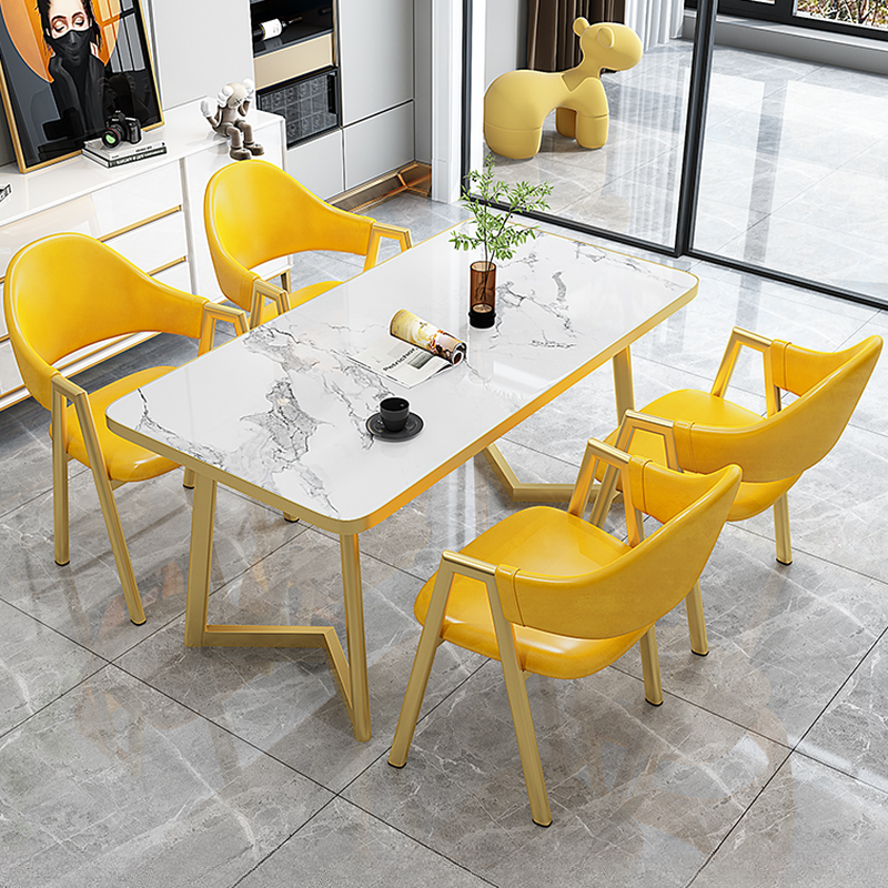 Luxurious Dining Table Set with Recycled Wood Top and Sleighing Base - image 11
