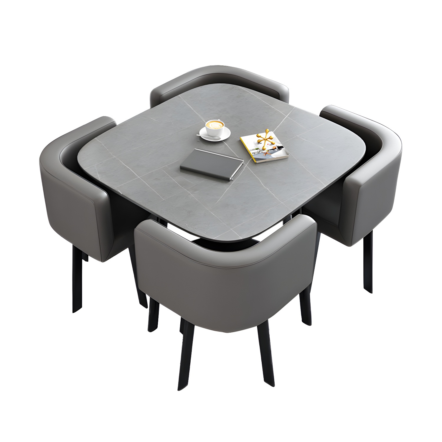 5 Piece Square Shape Sintered Stone Top Dining Room Table Set - image 7