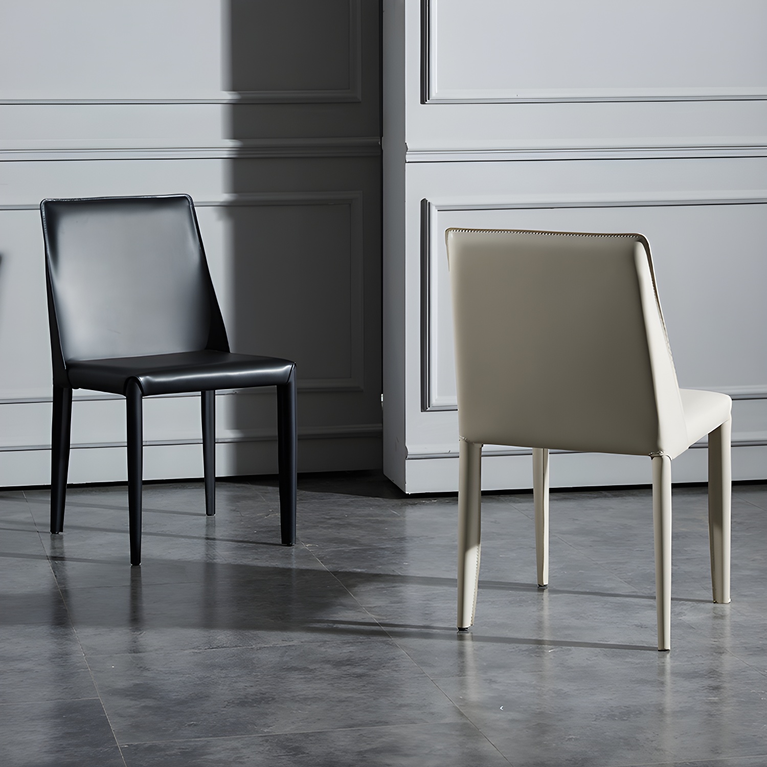 Solid Back Armless Dining Chairs Indoor Leather Side Chairs with Metal Legs - image 11