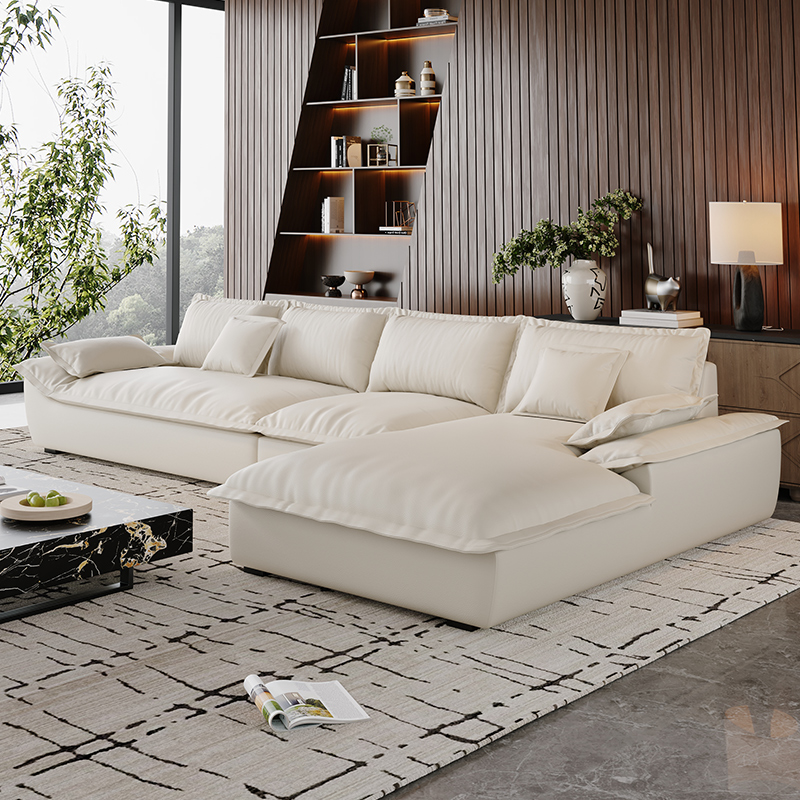 L-Shape Sofa Chaise with Dark/Cream/Cocoa Upholstery and Cotton Seat Fill - image 5