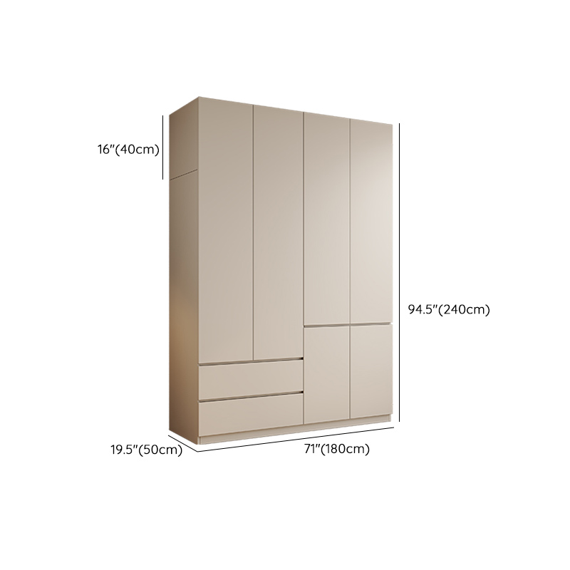 Beige Solid Wood Wardrobe Armoire with Clothing Rod & Shelves - image 18
