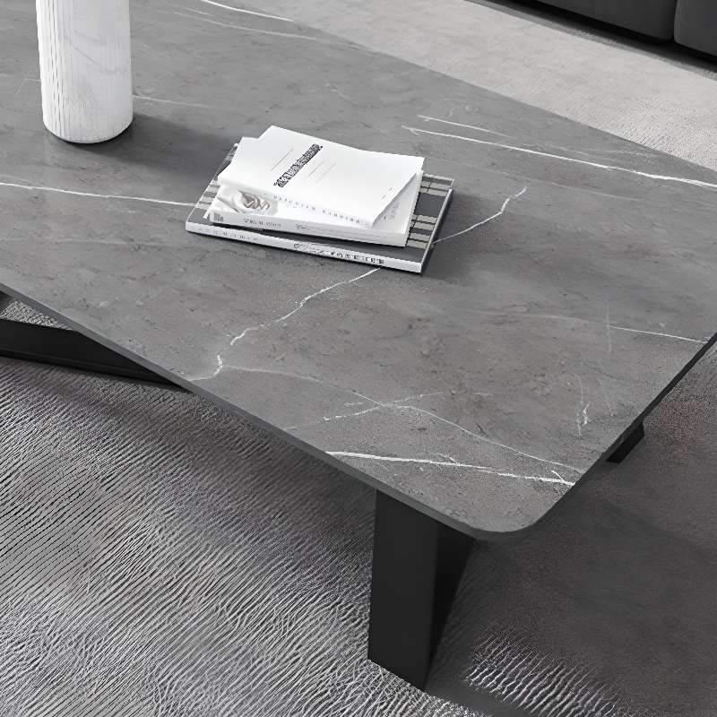 Funky Square Sintered Stone Coffee Table with X Base, Scratch-immune, and Single Set - image 8