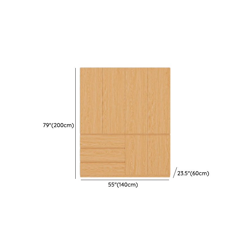 Casual Natural Finish Wood Wardrobe Closet with Soft Close Drawer, Door, Interior Shelves, and Hanging Rod - image 6