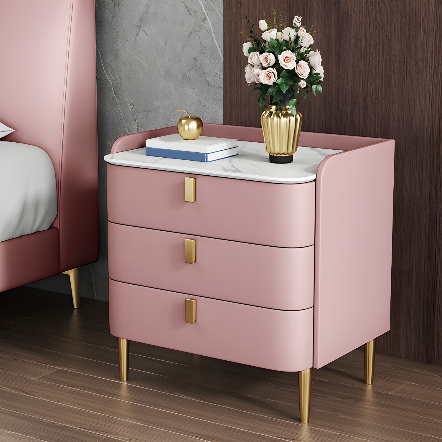 Contemporary Drawer Storage Bed Nightstand Wooden Night Table for Bedroom - image 11