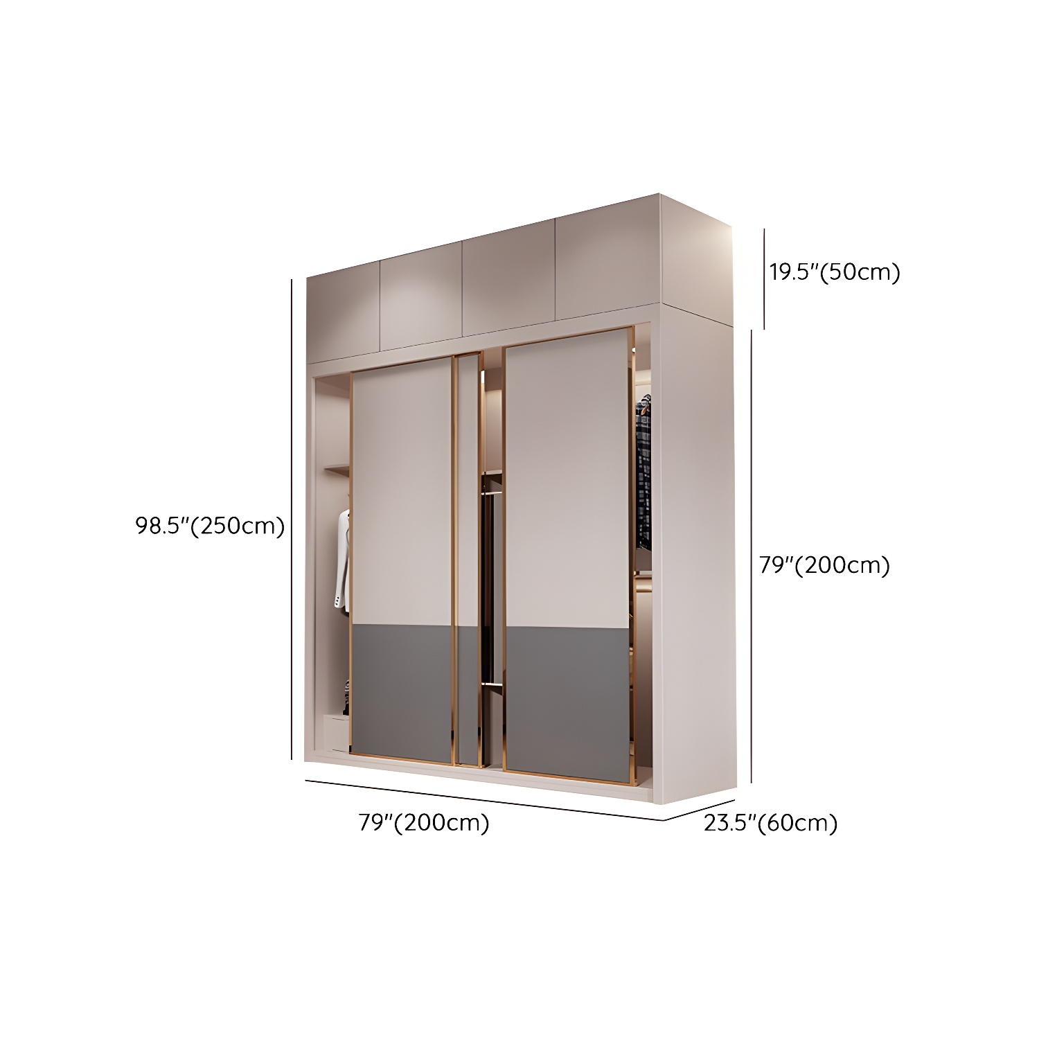 Modern Brown Wooden Wardrobe Armoire with Mirror, Drawers, and Shelves - image 18
