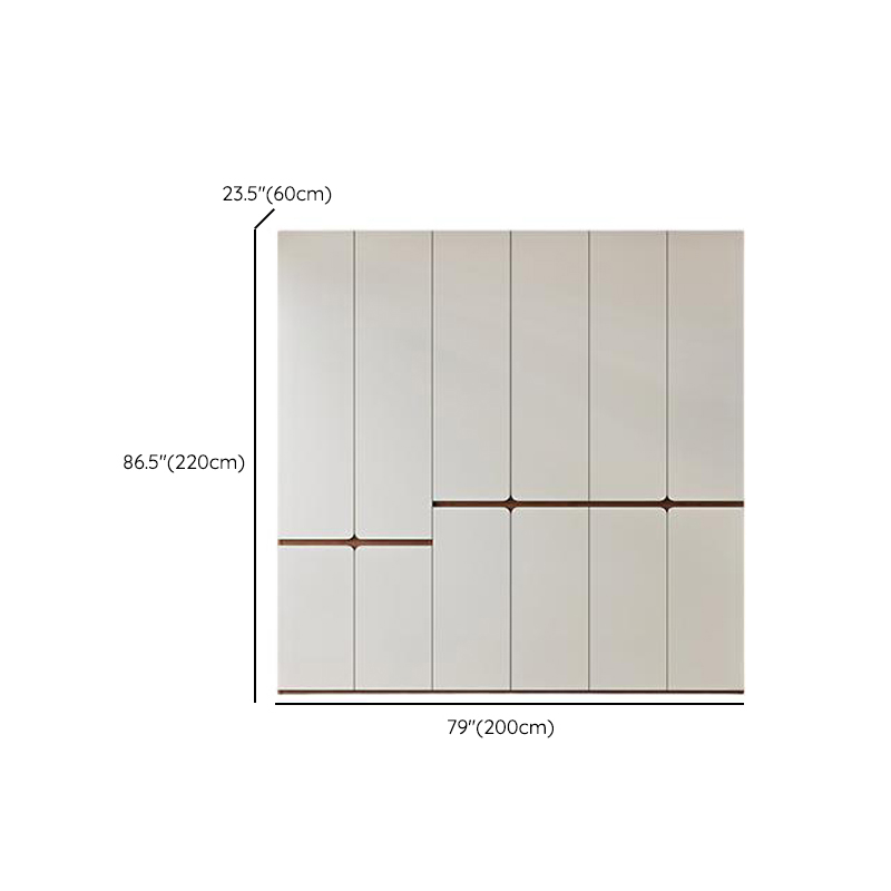 White Minimalist Manufactured Wood Wardrobe Closet with Soft Close Drawer, Soft Close Door, Interior Shelves, and Clothing Rod - image 12