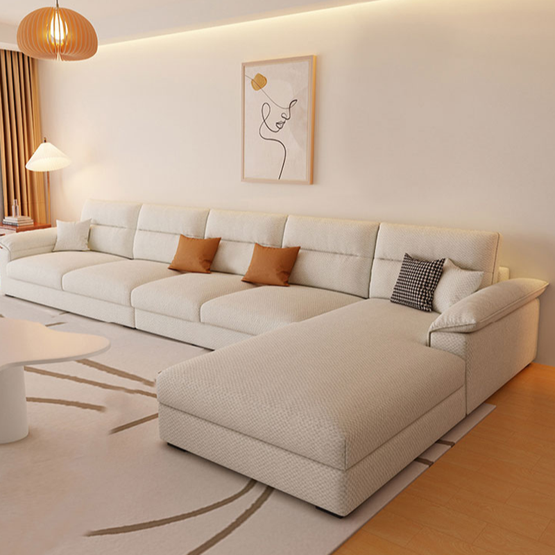 Straight Tear Resistant Sofa with Cushion Back in Ivory, Seats 4/3 Person, Horizontal Orientation, and Recessed Arm - image 3
