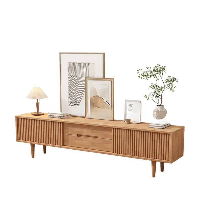 Simplistic Oak Wood TV Stand with 2 Drawers and 2 Cabinets - image 8