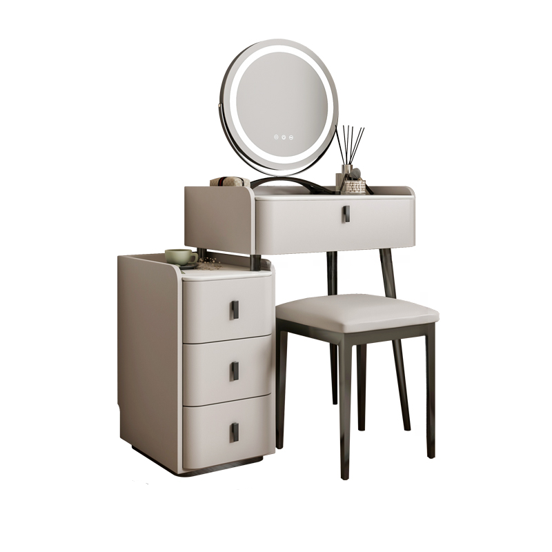 Orange/Gray/Beige Vanity Set with Drawers and Adjustable Brightness Mirror - image 2