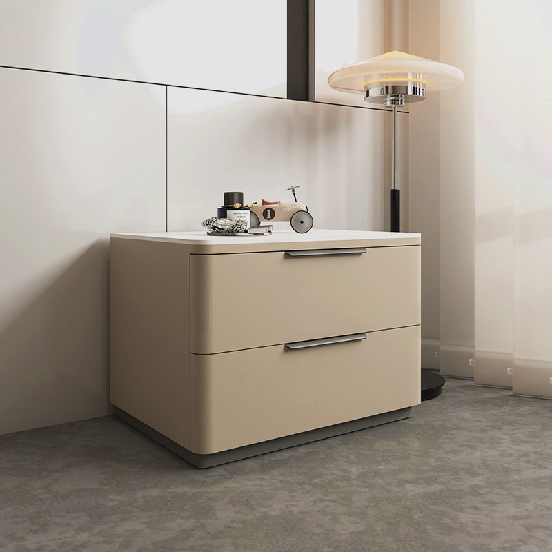 Modish 2 Tiers Stone Drawer Storage Bedside Table - image 6