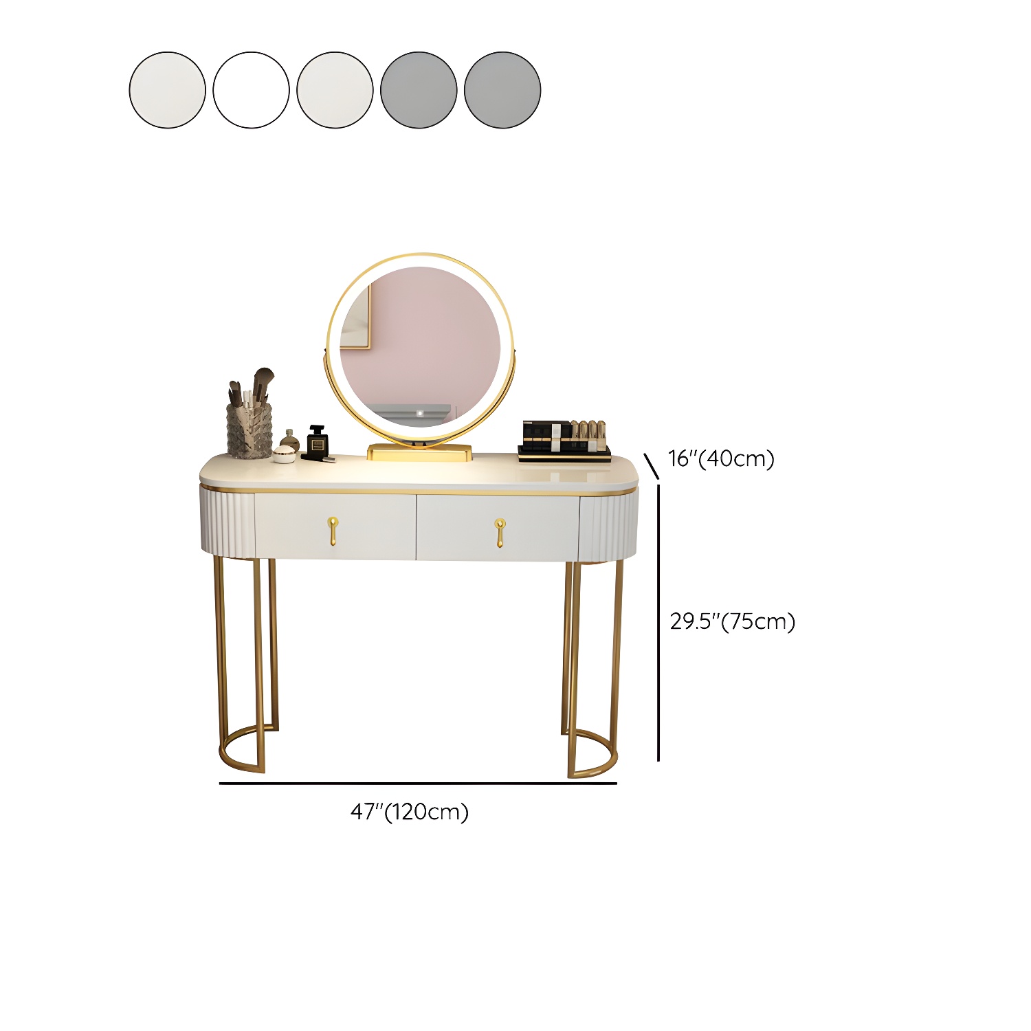 Glam 29.52" Height Makeup Vanity Set with Drawer and Mirror Vanity - image 21