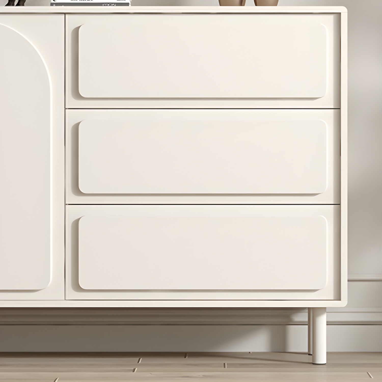 37.4"Tall White Wooden Cabinet , 3- Drawer Rectangle Accent Cabinet - image 6