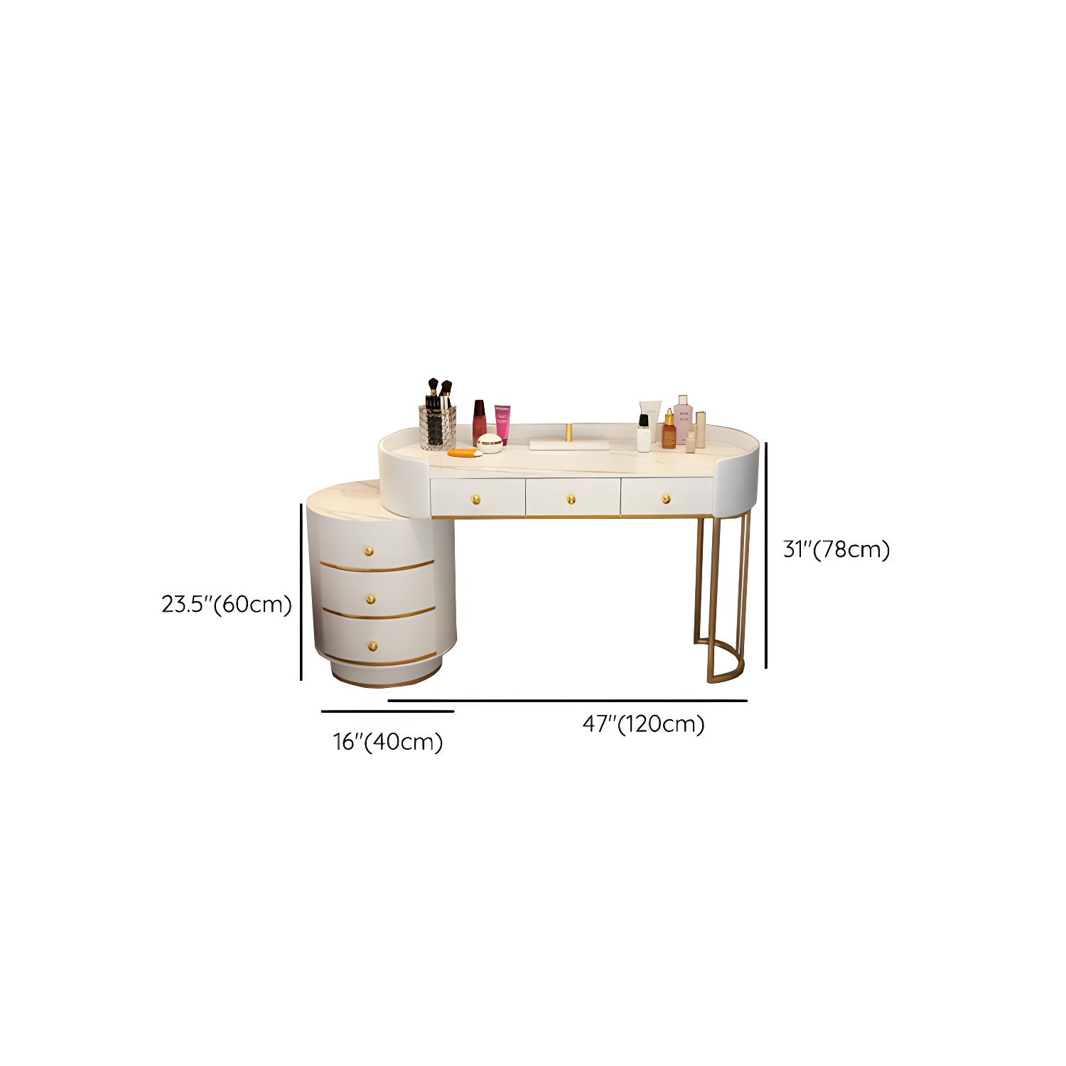 Lighted Mirror Makeup Counter Bedroom Makeup Vanity Desk Table with Drawer - image 21